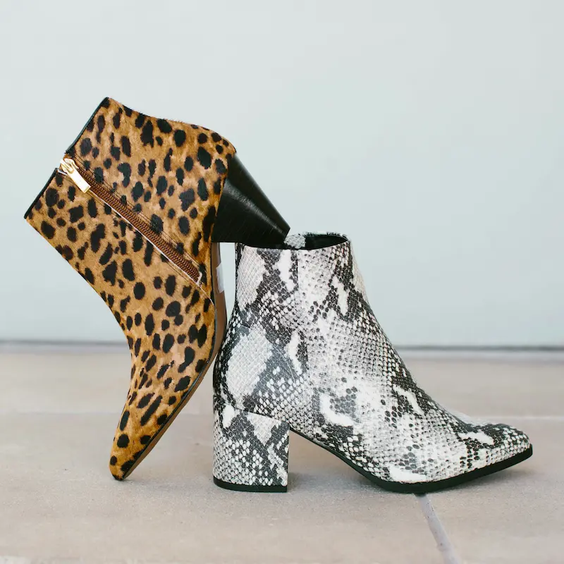 Tronchetti leopardati oro e argento da donna